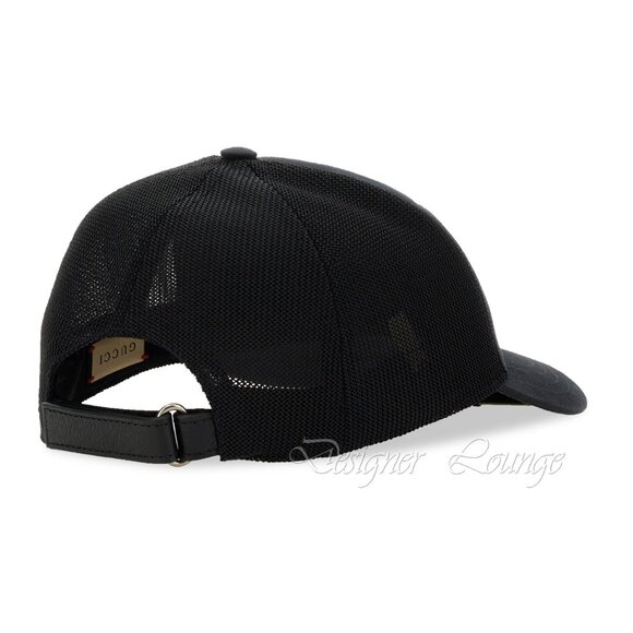 NEW GUCCI Embroidered Logo Baseball Cap Hat Black Red Size S / 57 cm Authentic - Picture 10 of 10